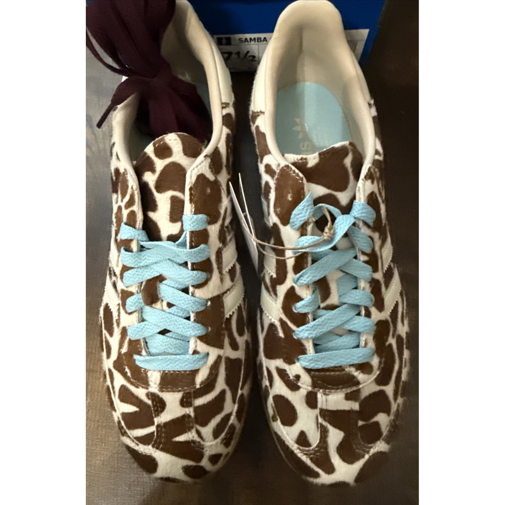 Adidas SAMBA OG W Giraffe/Cow Pattern Size 7.5 W - KI6669 Multiple Laces New NiB